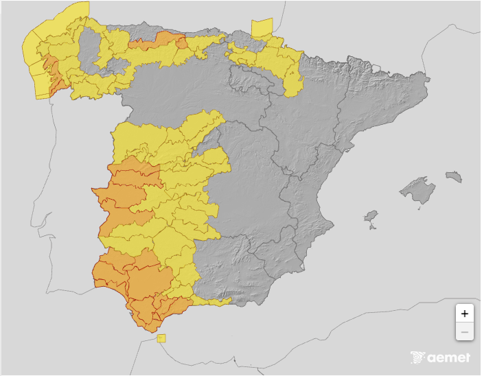 Mapa de avisos AEMET 