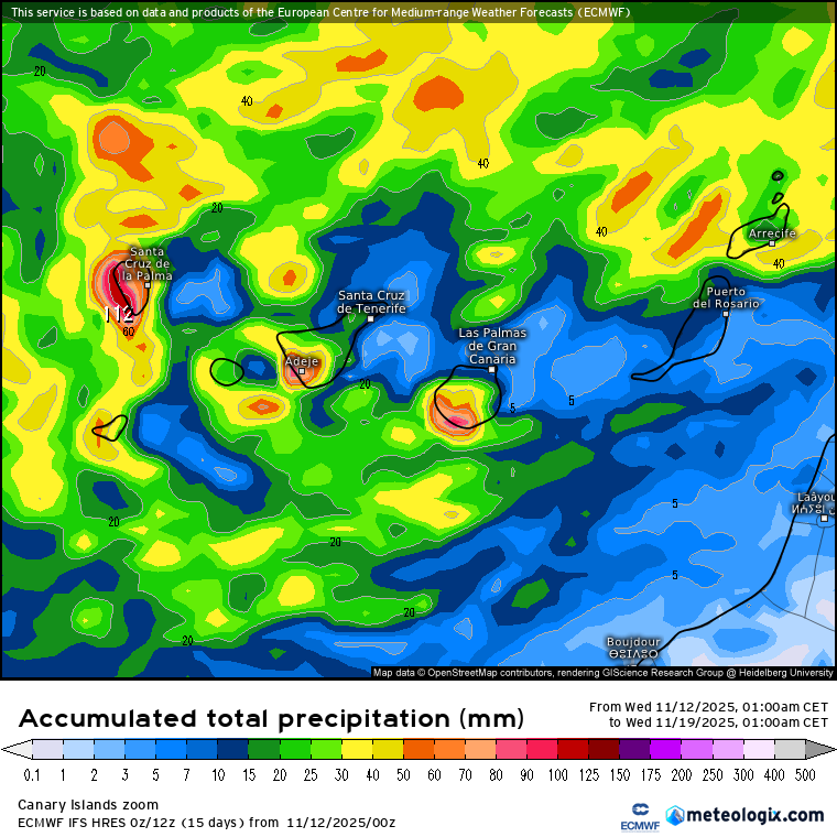 ECMWF lluvias Canarias