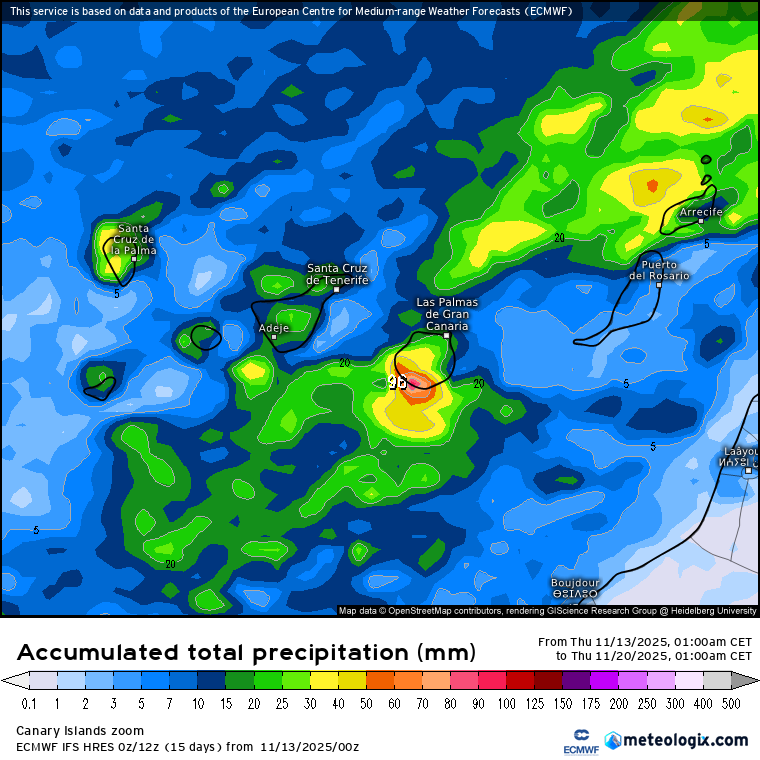ECMWF lluvias Canarias