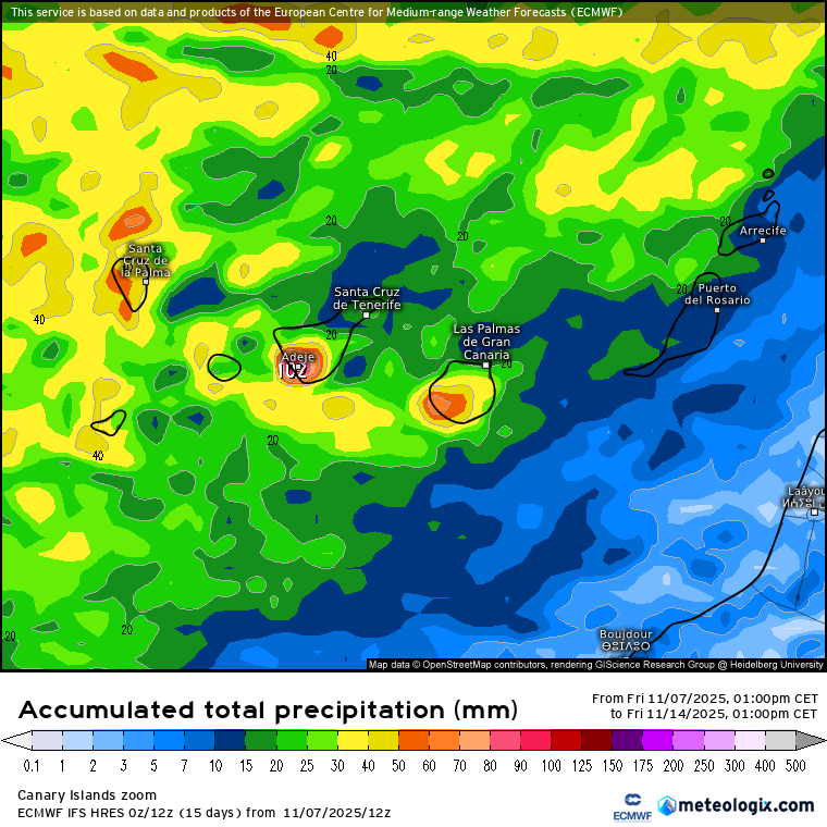ECMWF lluvias Canarias