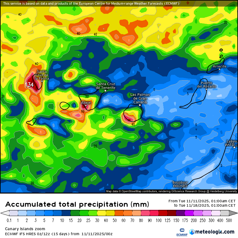ECMWF lluvias Canarias