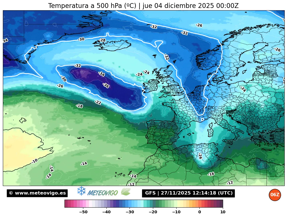 Temperaturas a 500 hPa