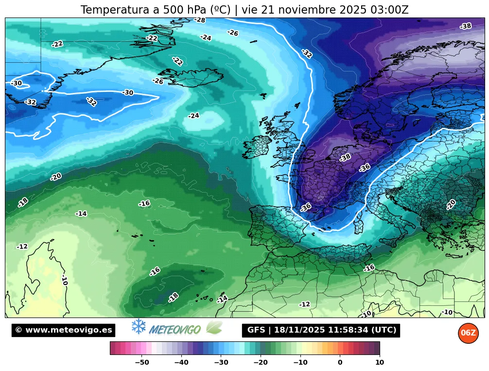 Temperaturas a 500 hPa