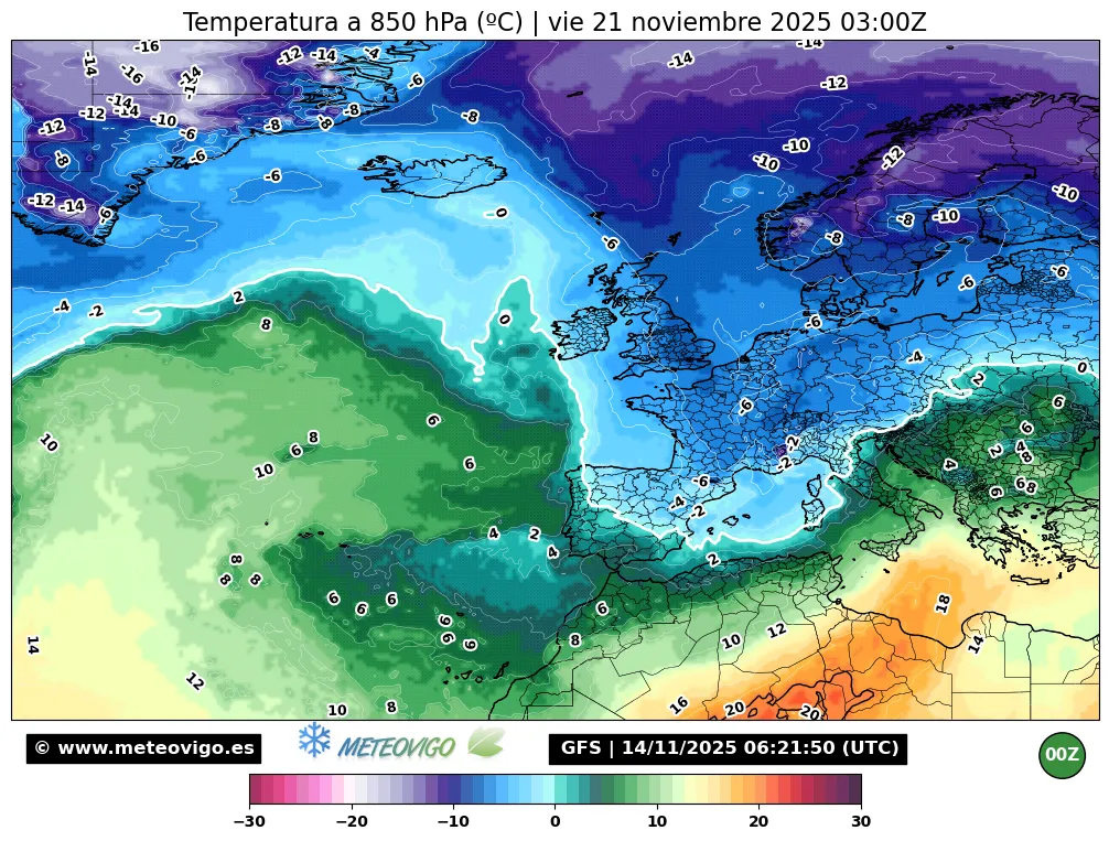 Temperaturas a 850 hPa
