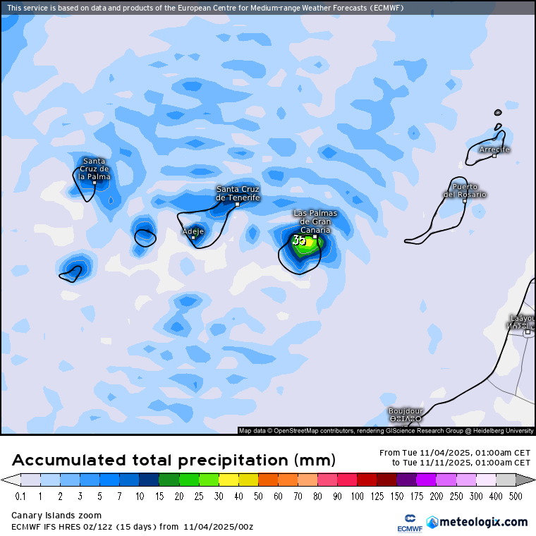 ECMWF lluvias Canarias 
