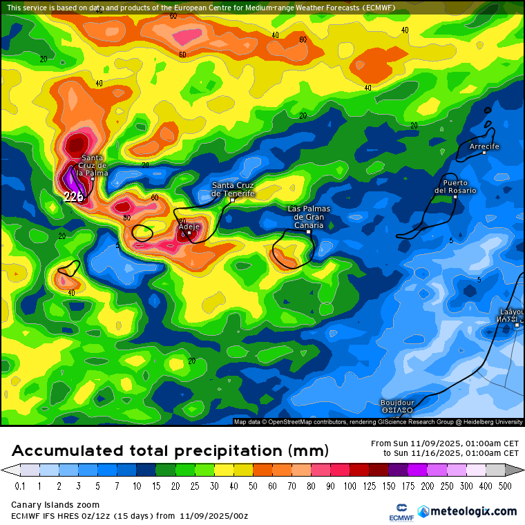 ECMWF lluvias Canarias 