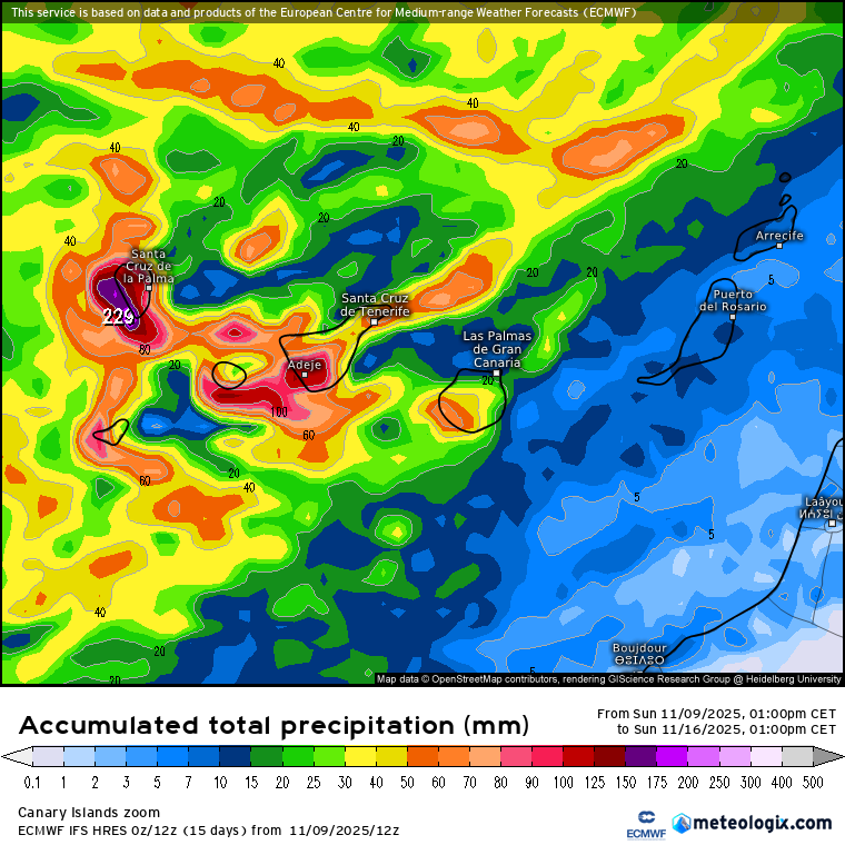ECMWF lluvias Canarias 