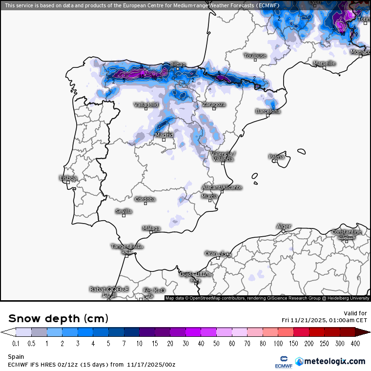 ECMWF nevadas 