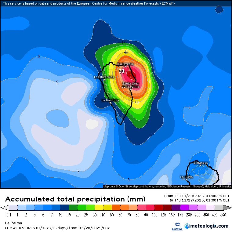 ECMWF lluvias Canarias 