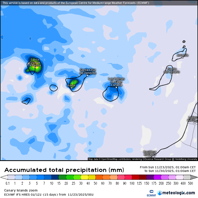ECMWF lluvias Canarias 