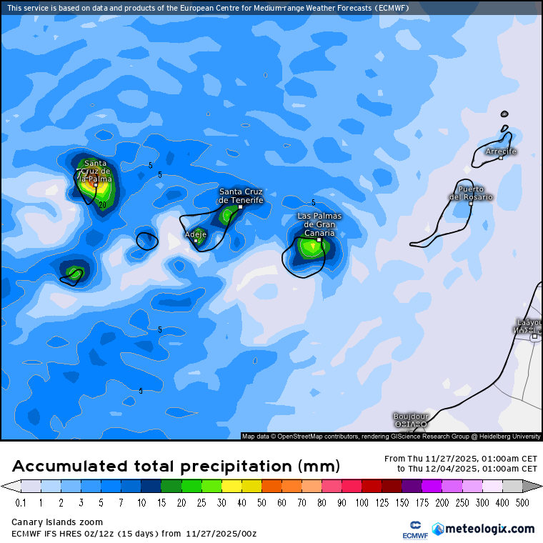 ECMWF lluvias Canarias 