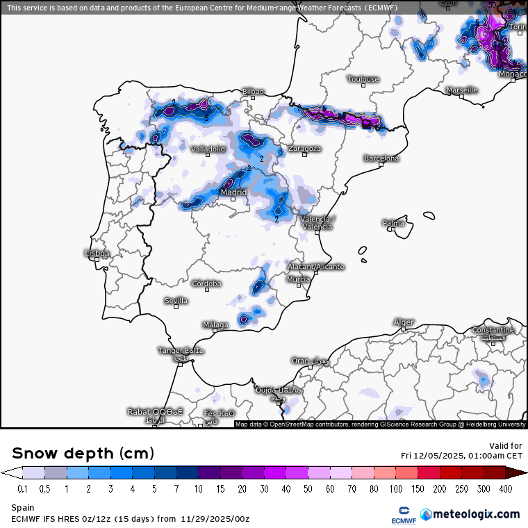 Extensión de nevadas