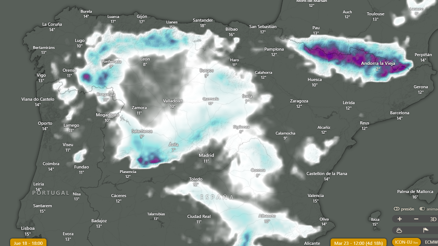 Mapa de nieve nueva
