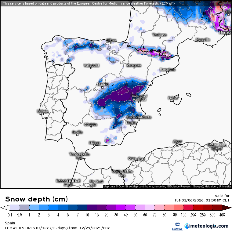ECMWF nieve