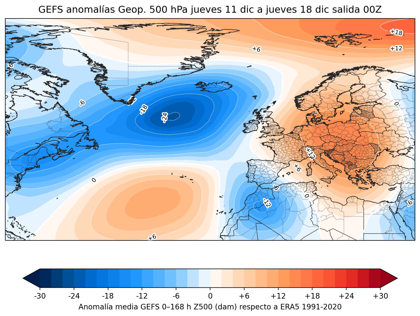 Geopotencial 500 hPa anomal&iacute;as 