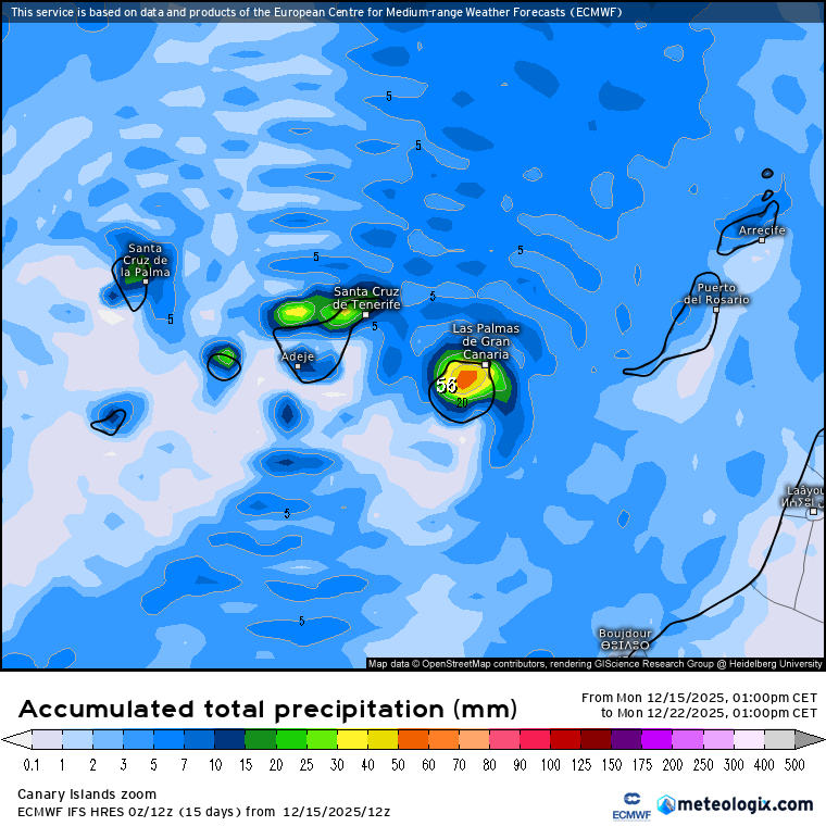 ECMWF lluvias Canarias