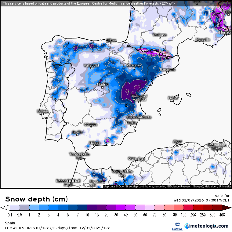 Mapa de nevadas 