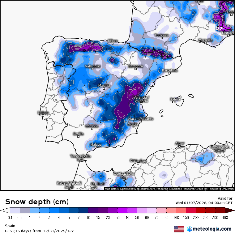 GFS Nieve