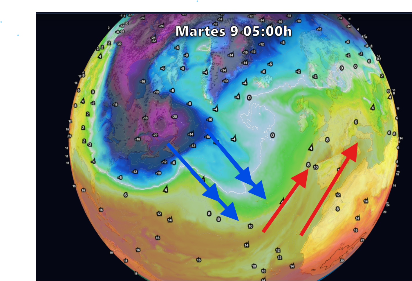 Temperaturas en el Atl&aacute;ntico Norte 