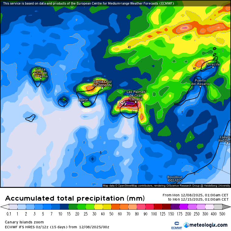 ECMWF lluvias Canarias 