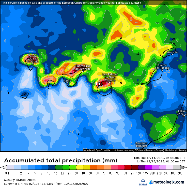 ECMWF lluvias Canarias 