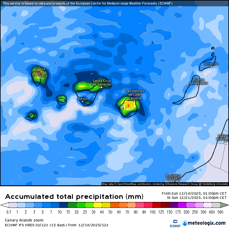ECMWF lluvias Canarias 