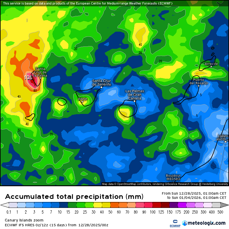 ECMWF lluvias Canarias 