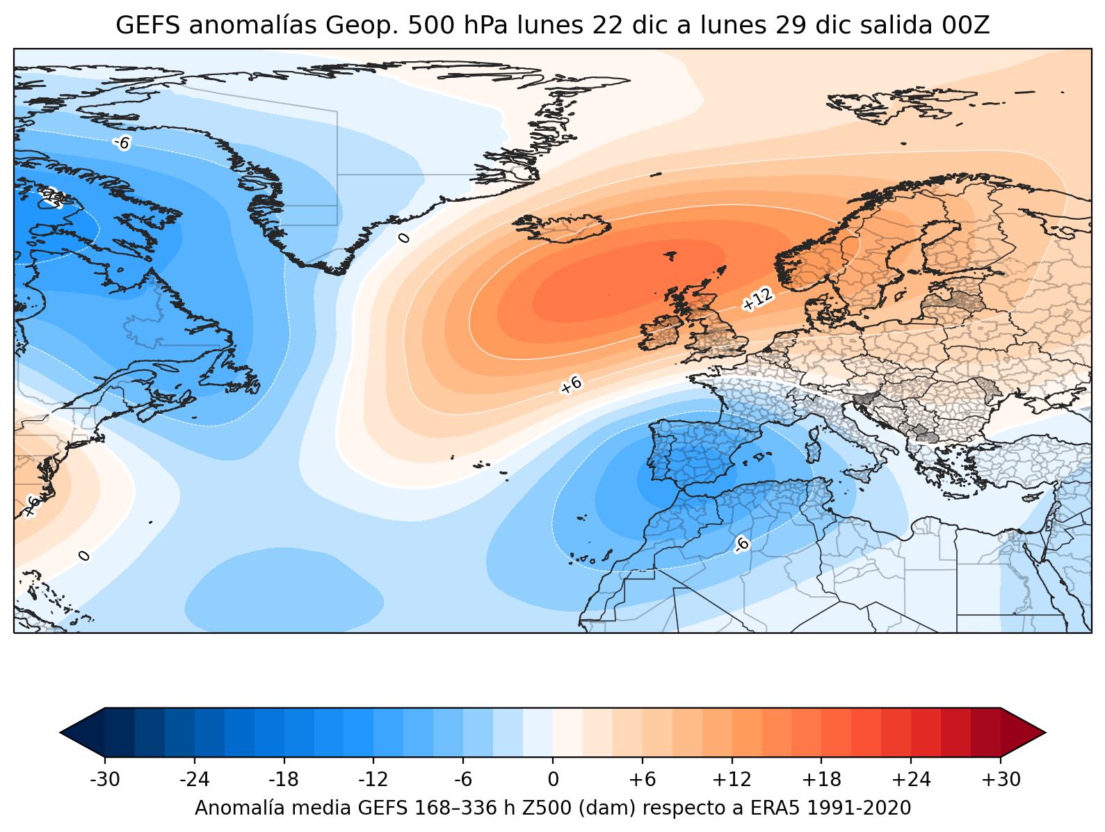 Anomalías geopotencial 500 hPa
