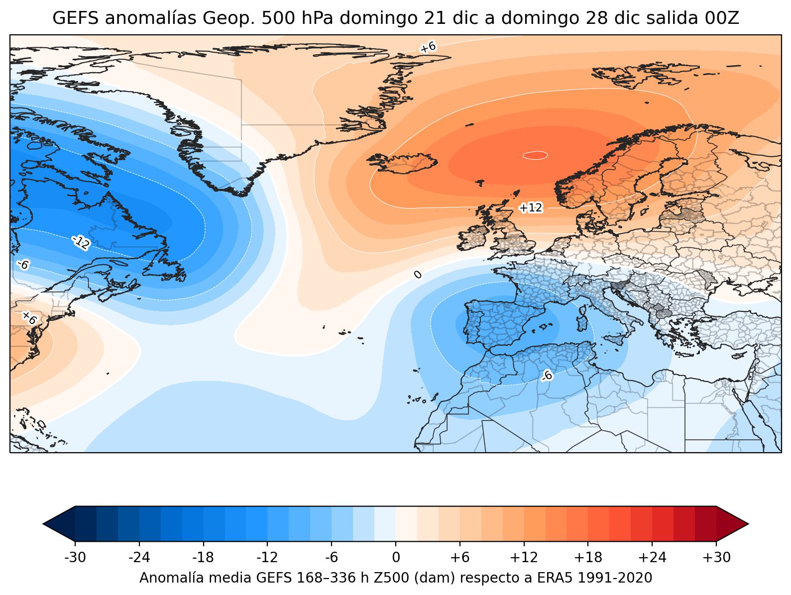 Anomalías a 500 hPa