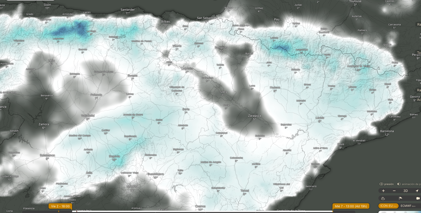 Mapa de nevadas 