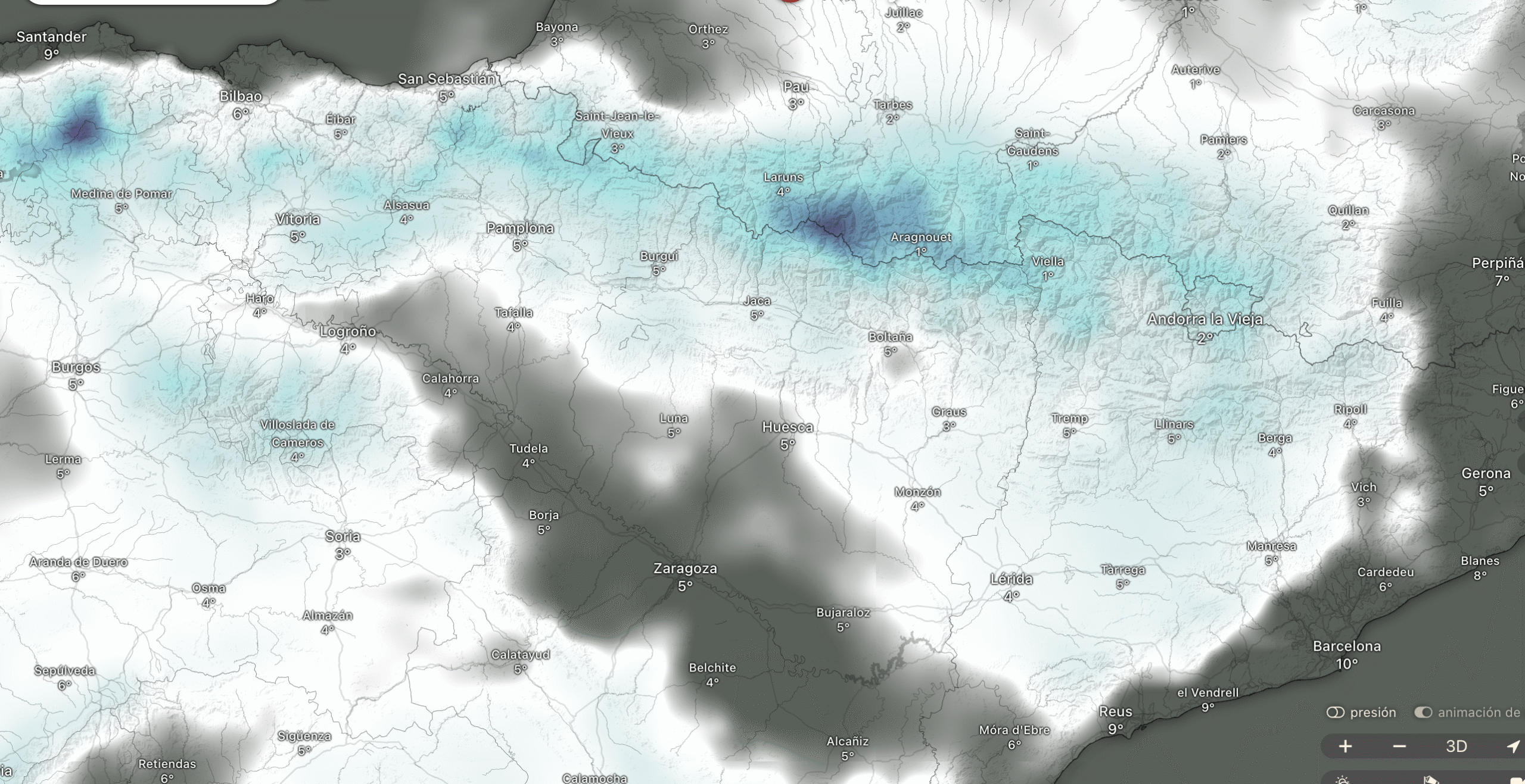 Mapa de nieve