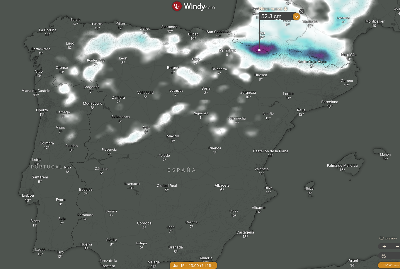 Mapa de nieve 