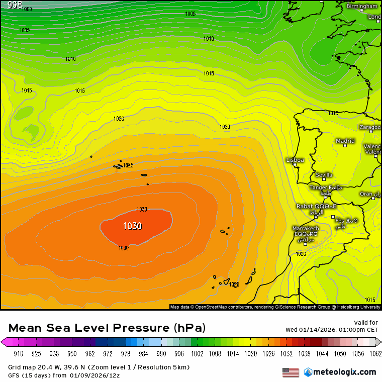 GFS ciclog&eacute;nesis explosiva