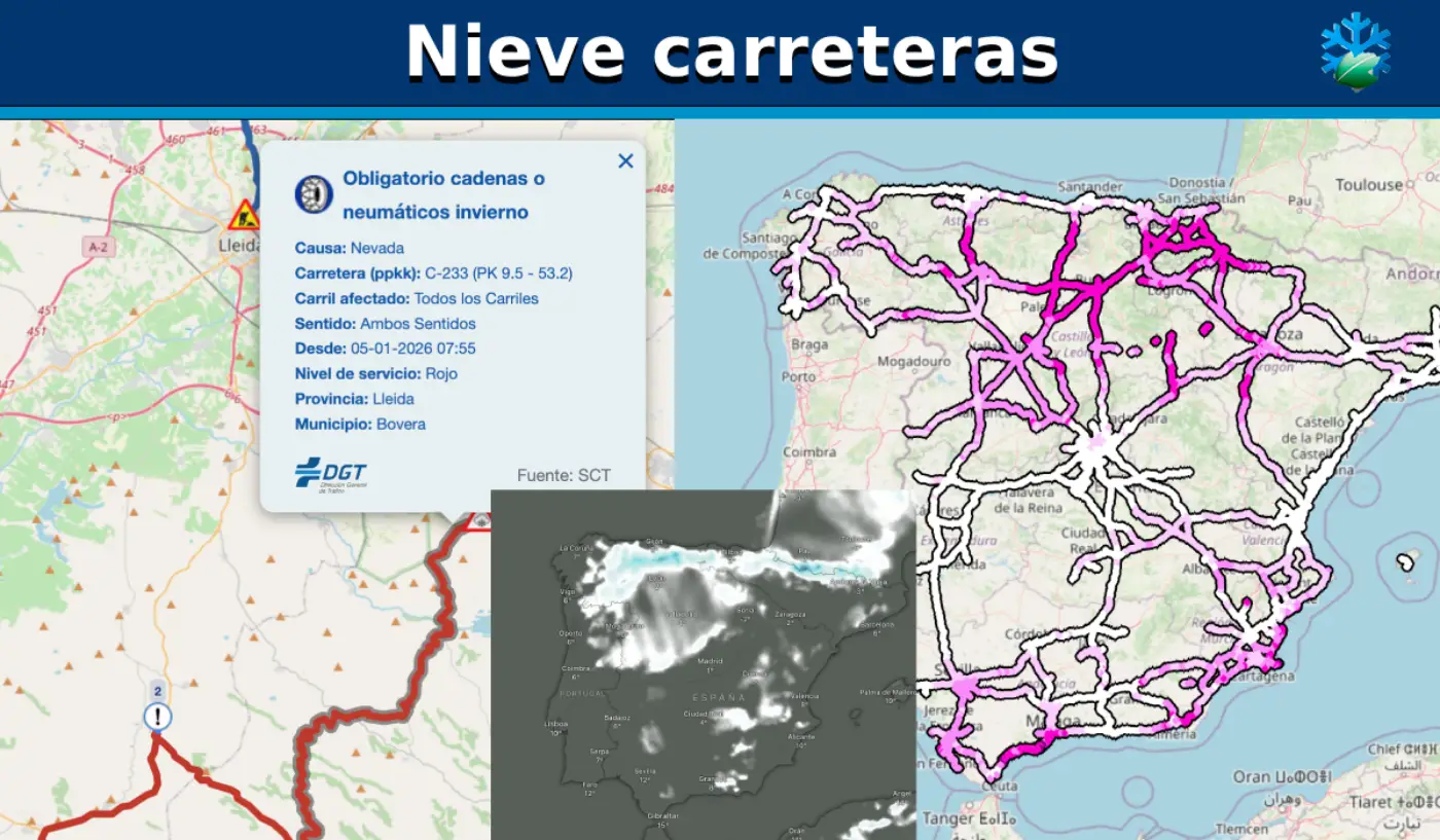 Mapa nieve carreteras