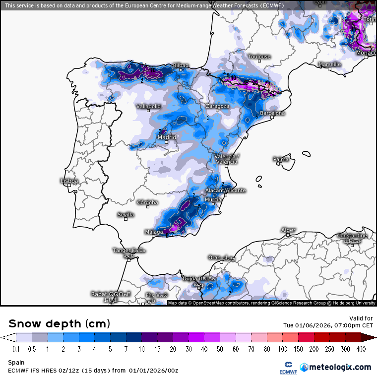 ECMWF nieve 