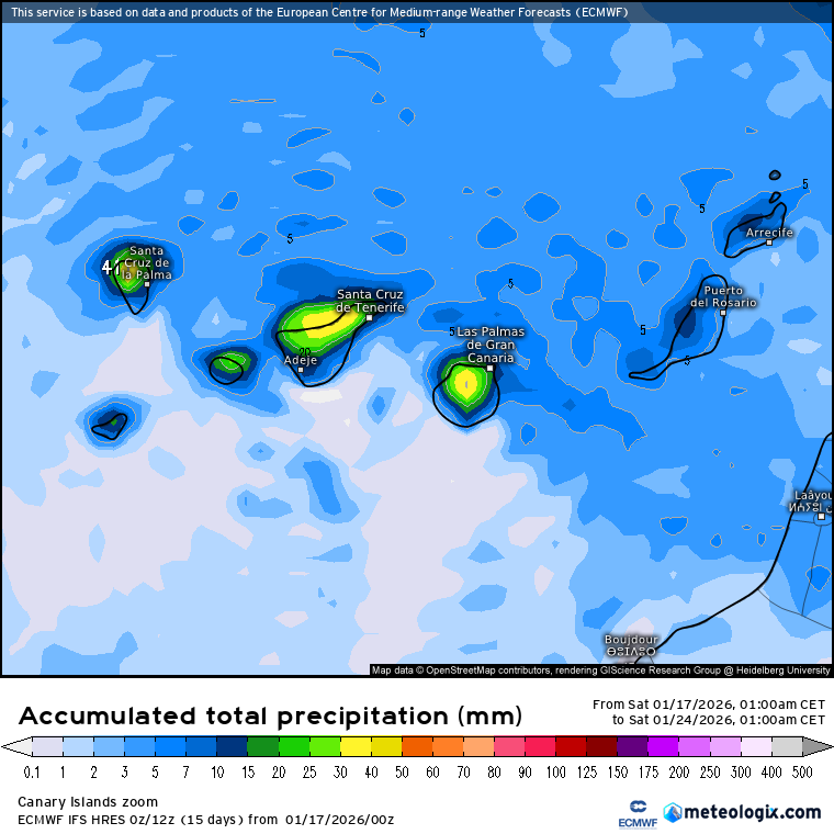 ECMWF lluvias Canarias 