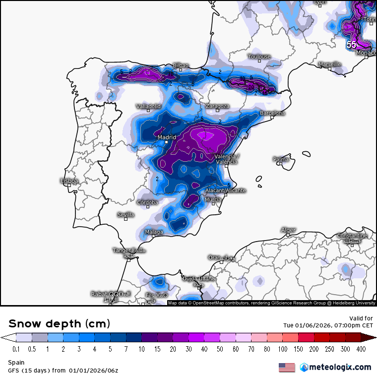 GFS nieve 