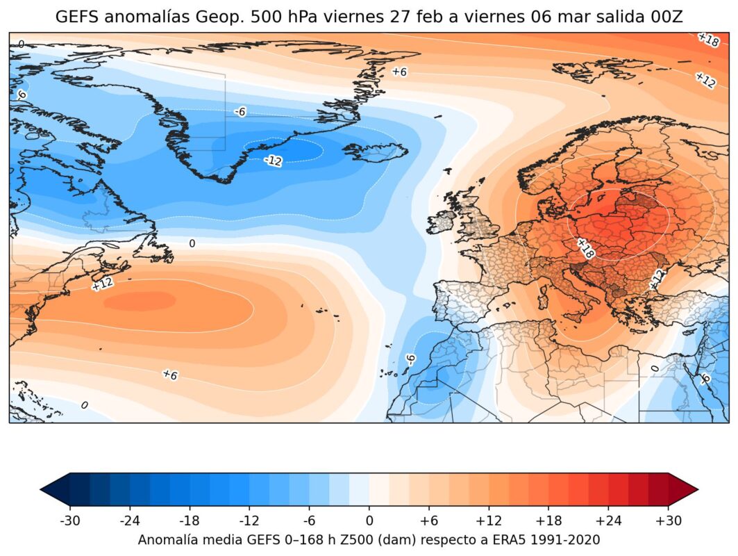 Mapa de anomalías térmicas