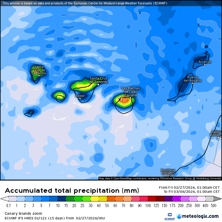 ECMWF lluvias Canarias