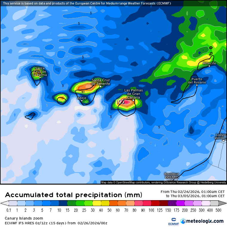 ECMWF lluvias Canarias
