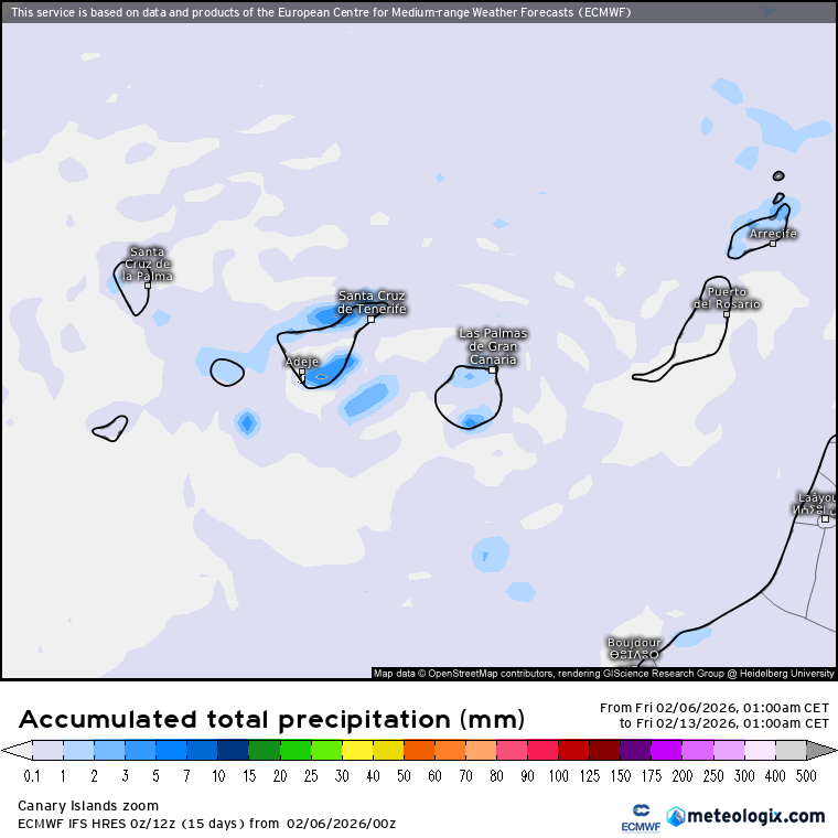 Modelo ECMWF lluvias Canarias