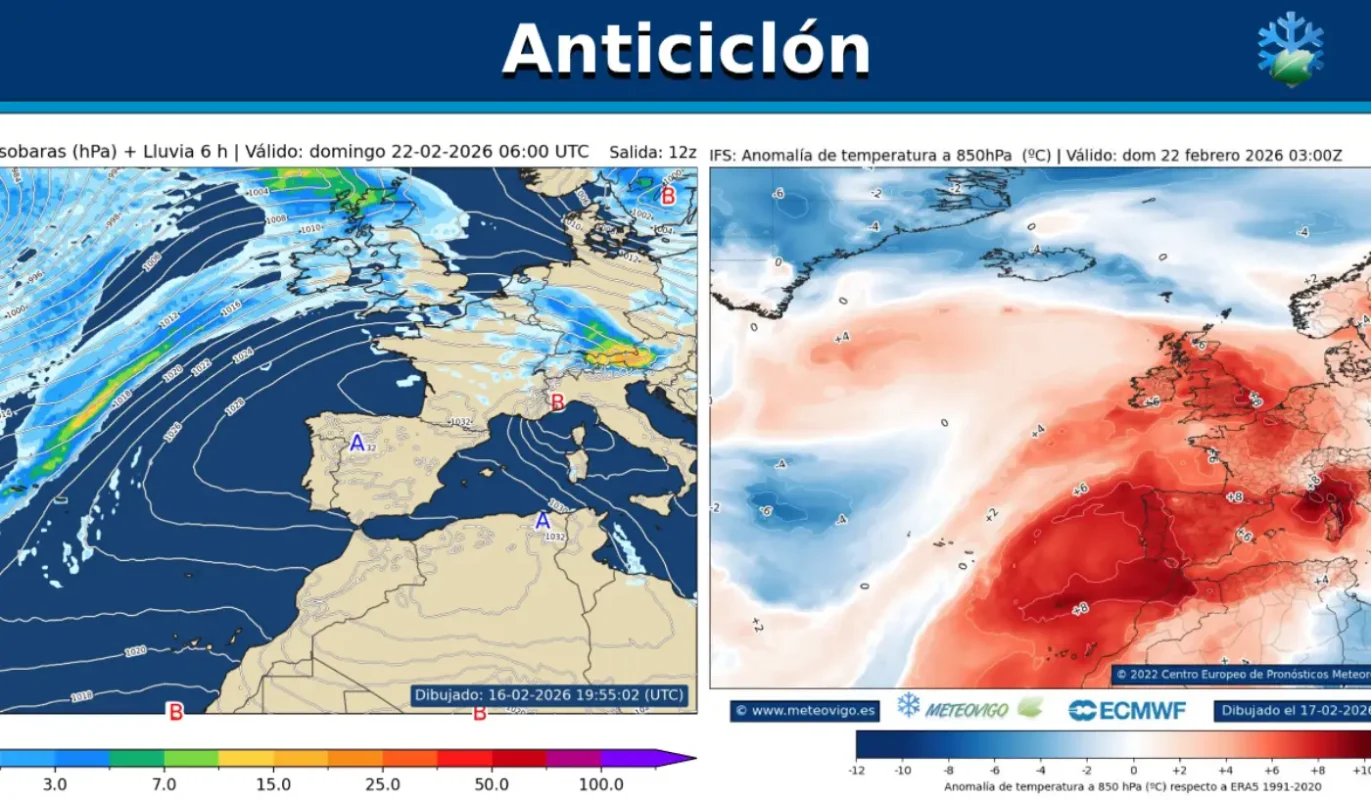 Borrasca Pedro y Anticiclón