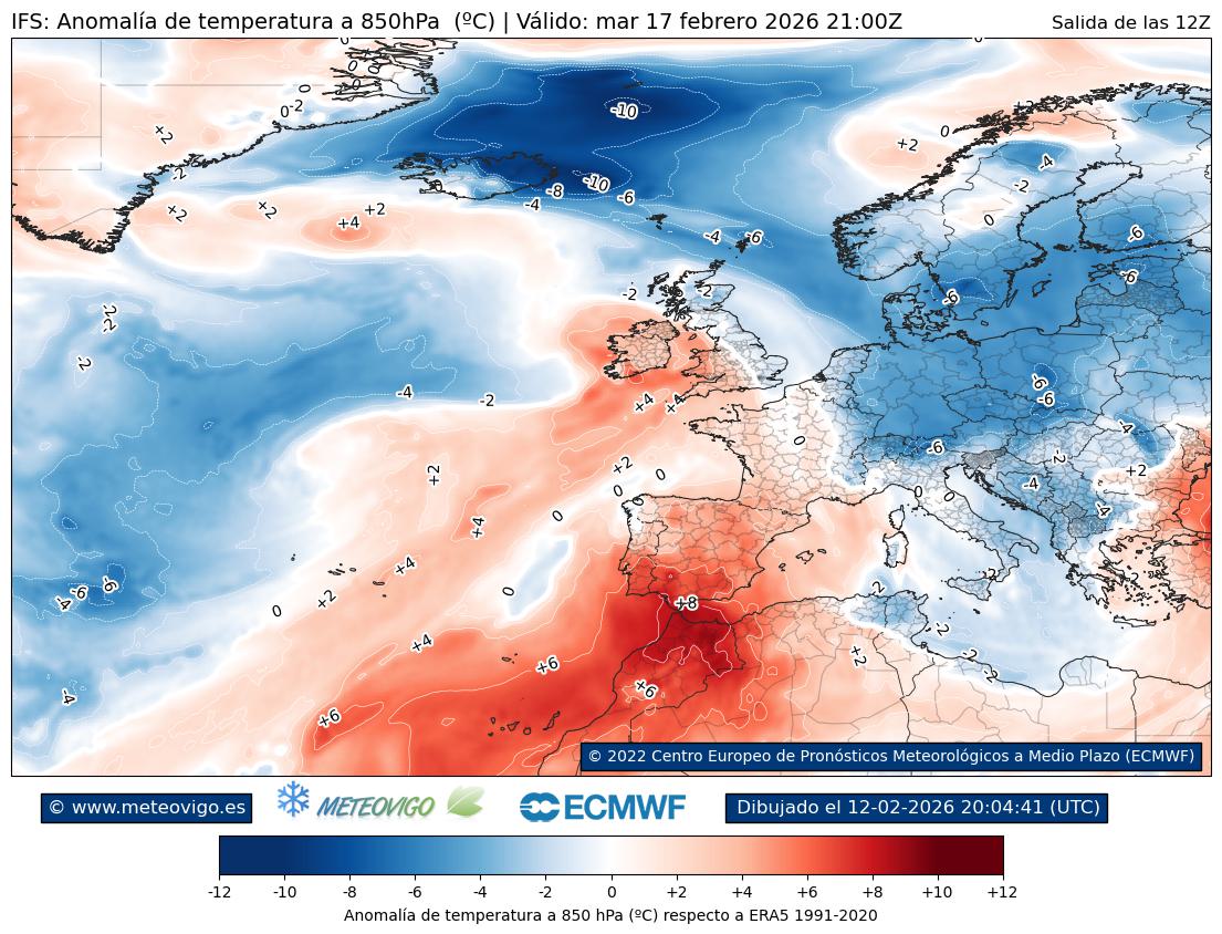 Mapa de anonalias térmicas