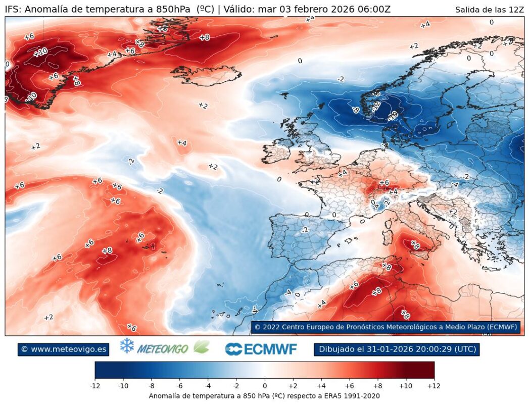 Mapa anonalias térmicas