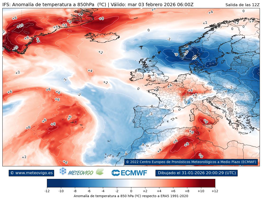 Mapa anonalias térmicas