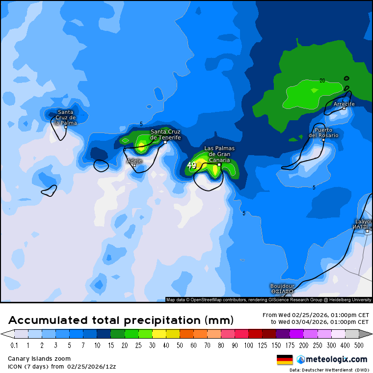 ECMWF lluvias Canarias 