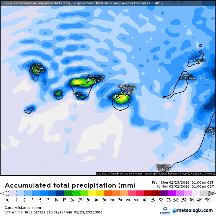 ECMWF lluvias Canarias 