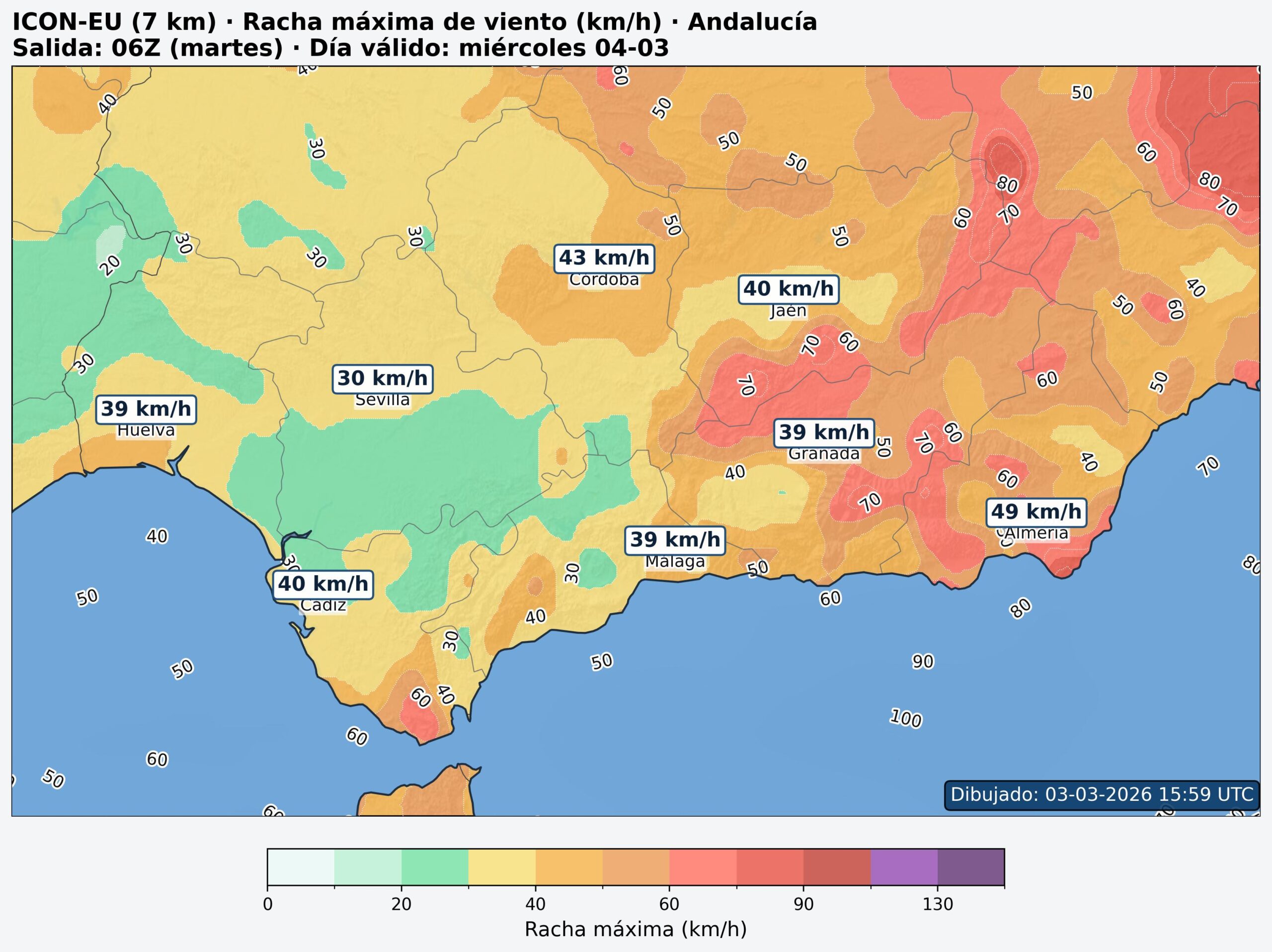 Mapa rachas m&aacute;ximas Andaluc&iacute;a