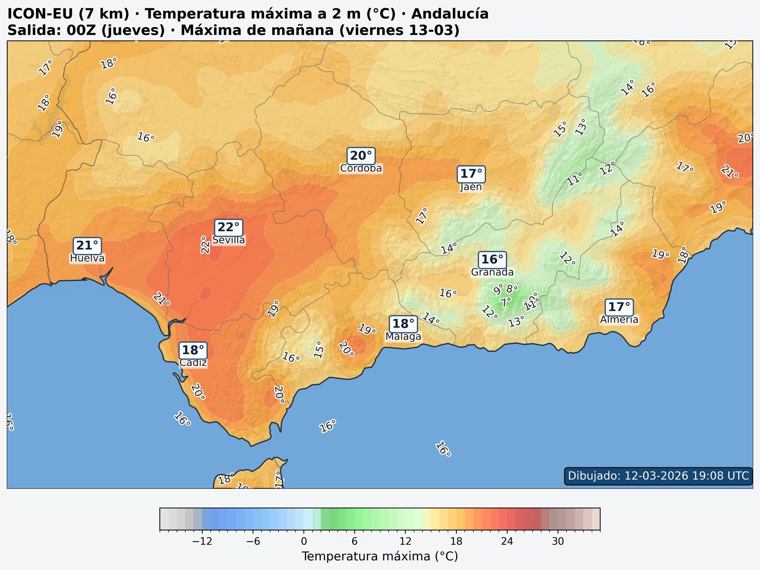 Temperatura m&aacute;xima Andaluc&iacute;a