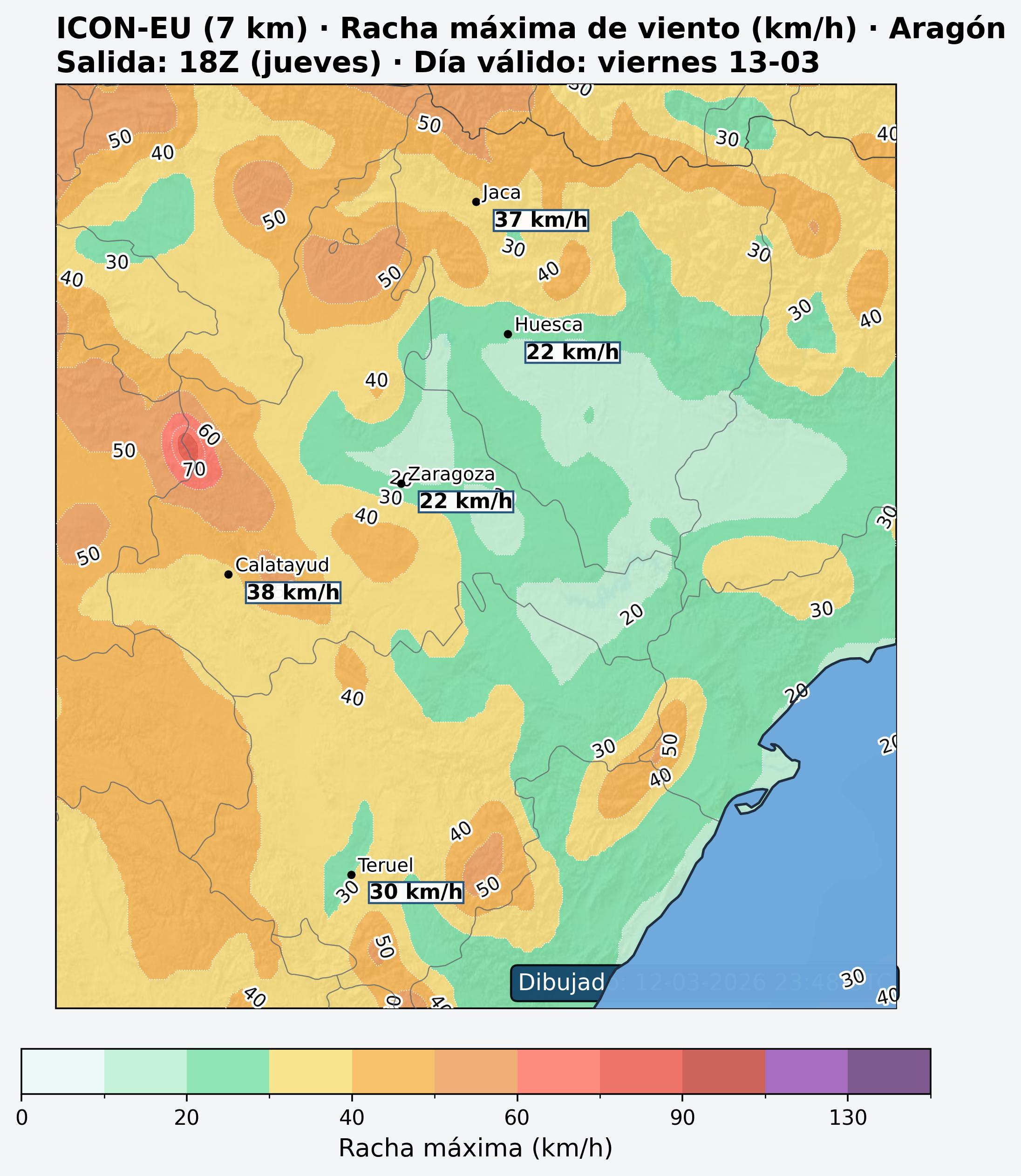 Rachas m&aacute;ximas ma&ntilde;ana Arag&oacute;n